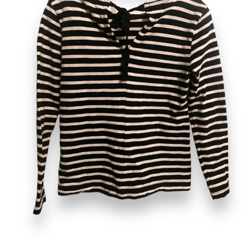 J.CREW E4454 HO15 Striped Tie Back Long Sleeve Cotton Tee X-Small